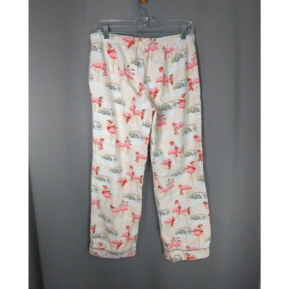 Nick and Nora Pajama Pants Womens M White Camper Flamingo Lounge - Picture 8 of 8